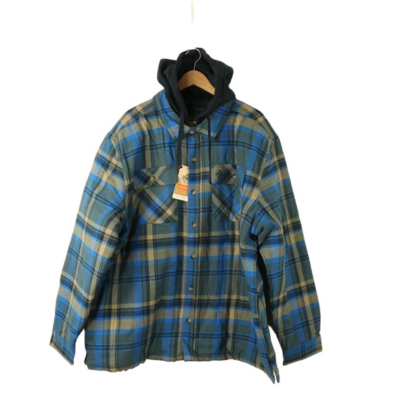 Legendary Whitetails Other - NWT Legendary Whitetails Maplewood Slate Hatchet Plaid Hooded Shirt Jacket 3XL